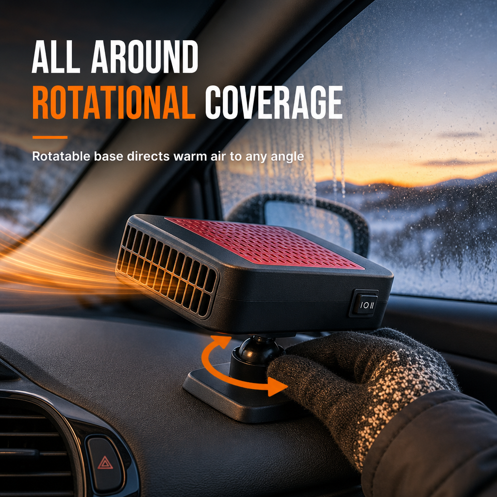Portable 12V Car and Windshield Defroster Defogger Fan for Vehicles